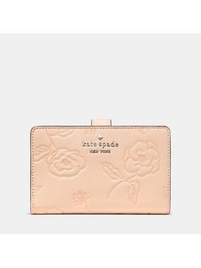 Kate Spade Floral Embossed
Medium Bifold Wallet, Crisp Peach Orange NEW NWT
